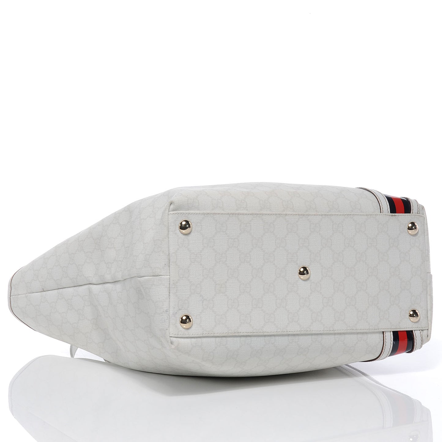 GG Plus Monogram Joy Shopper Stripe Tote White