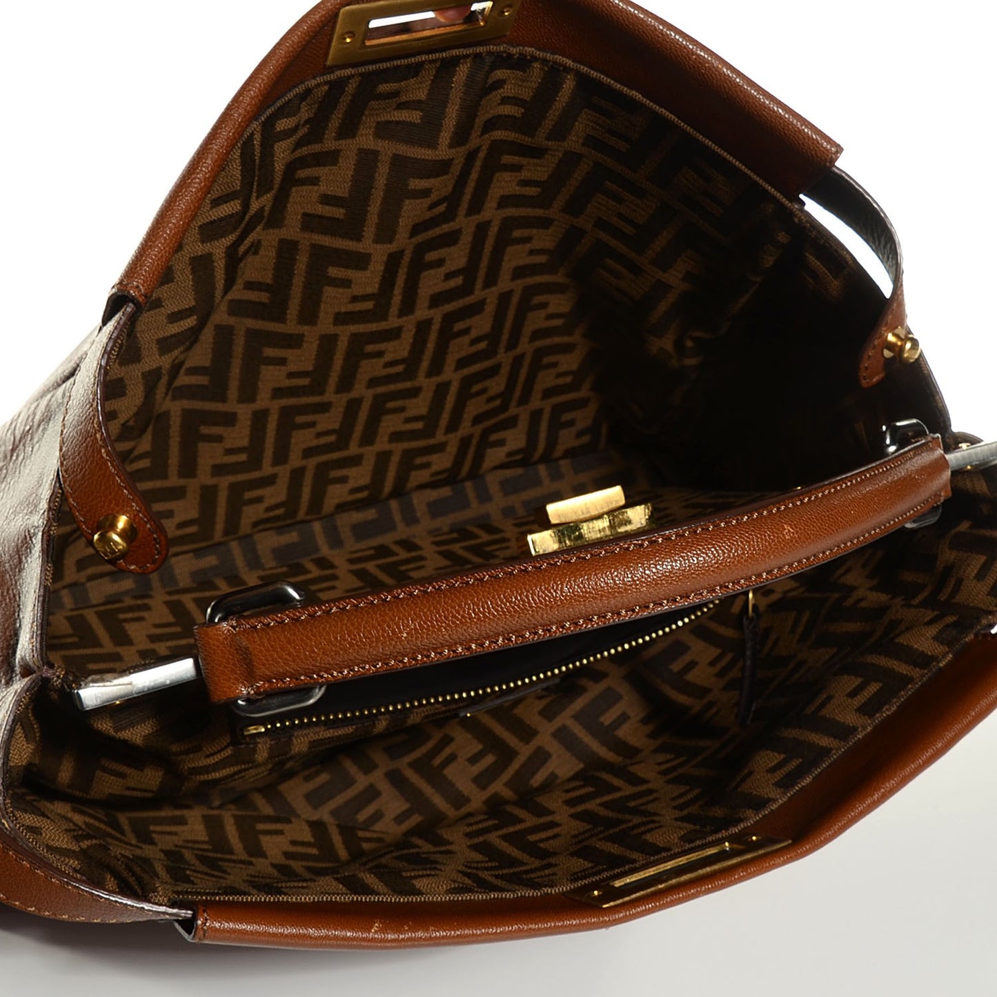 Goatskin Zucca Large Peekaboo Iconic Satchel Cuoio Tobacco Moro