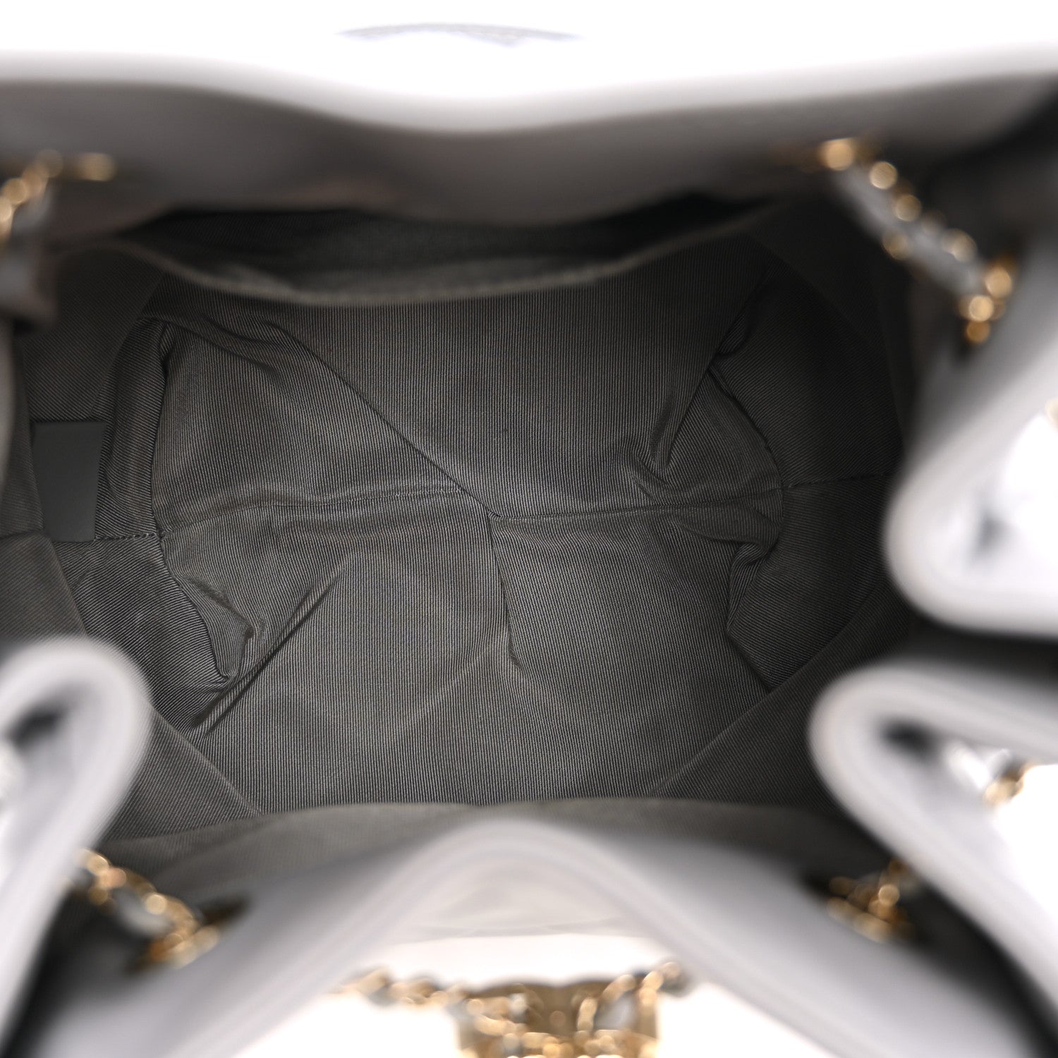 Chanel Lambskin Quilted CC Dweller Drawstring Bucket Bag Light Grey 5 of 10