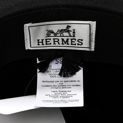 Hermes Rabbit Felt Hampton Hat 59 Black 8 of 9