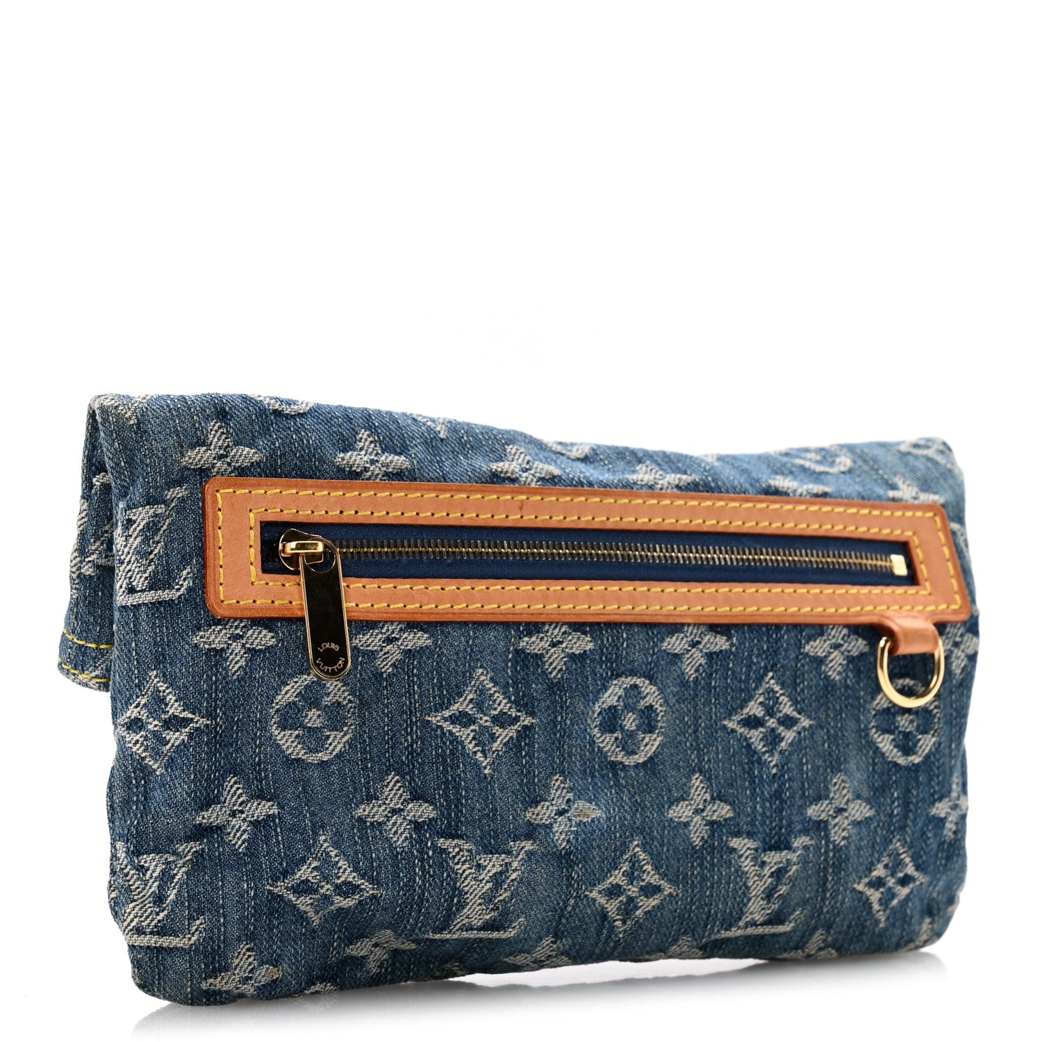Louis Vuitton Monogram Denim Pochette Plat Clutch Blue 3 of 12