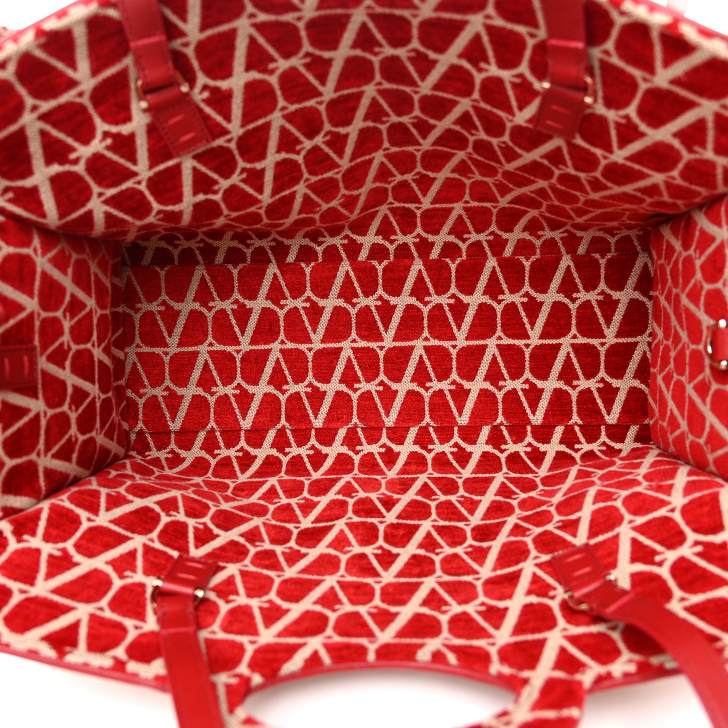 Toile Iconographe Goatskin Le Troisieme Shopping Bag Naturale Rosso Valentino