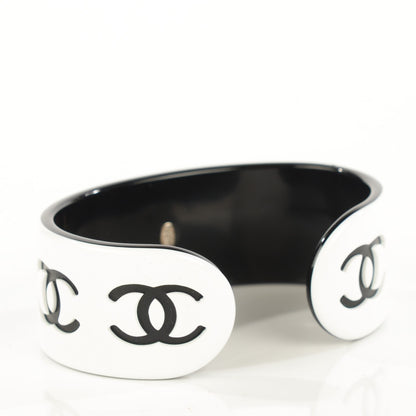 Chanel Resin CC Narrow Cuff Black White 3 of 5
