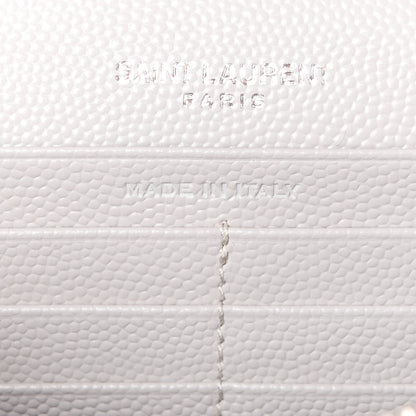 Saint Laurent Grain De Poudre Matelasse Chevron Monogram Chain Wallet Granite 8 of 13