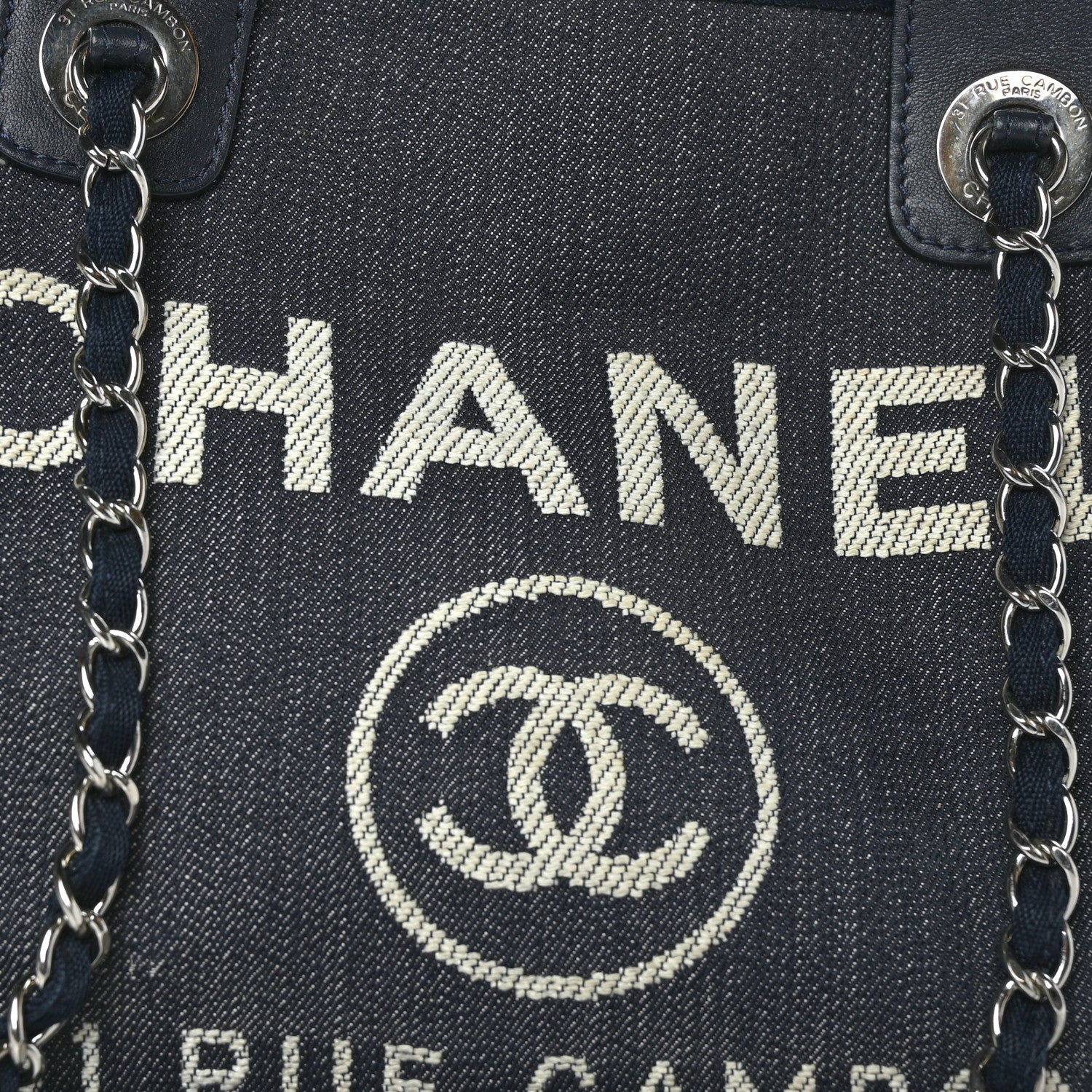 Chanel Denim Deauville Bowling Bag Dark Blue 8 of 11