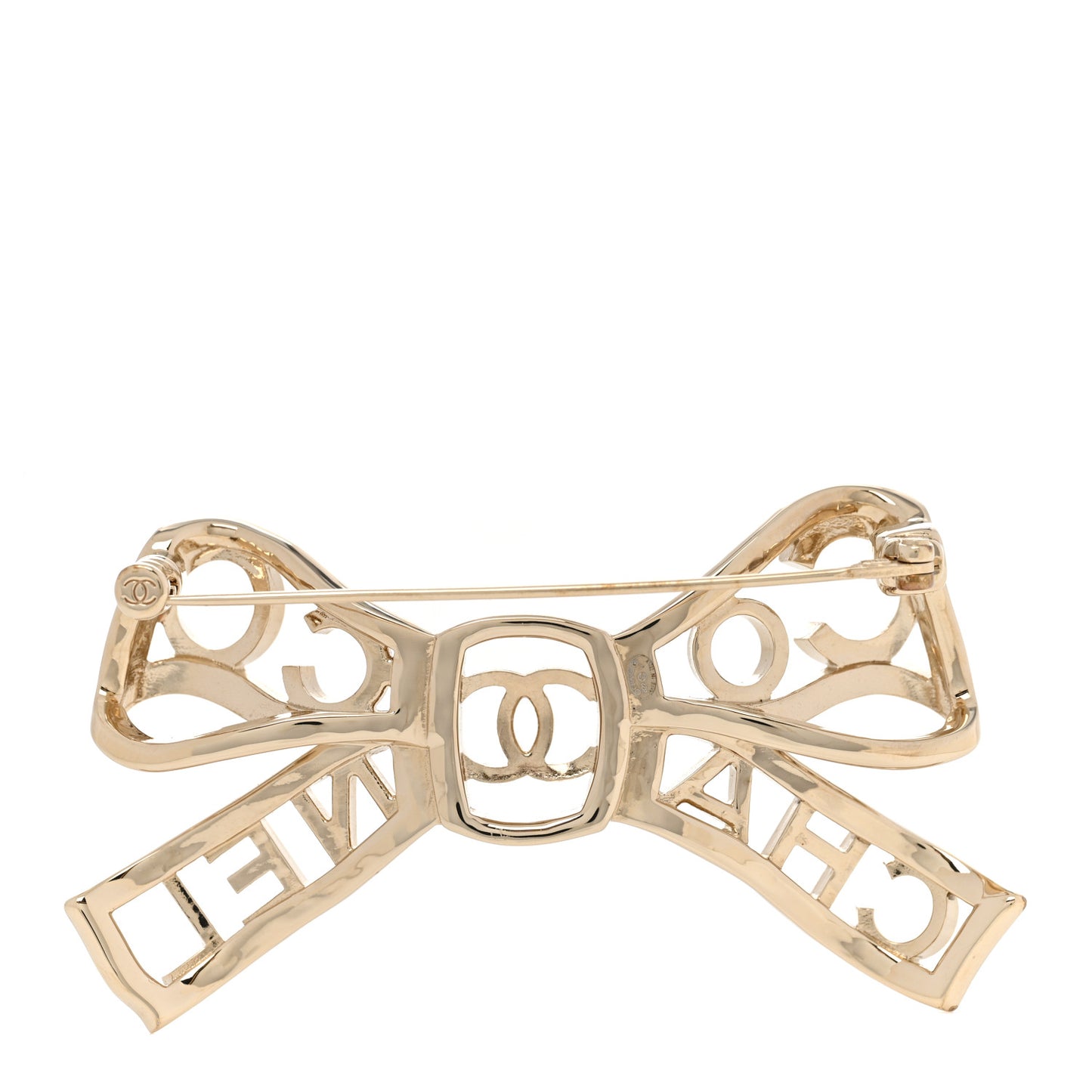Metal Crystal Bow-tiful CC Brooch Gold