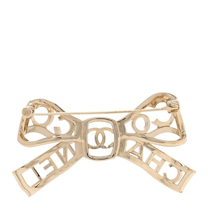 Chanel Metal Crystal Bow-tiful CC Brooch Gold 3 of 4