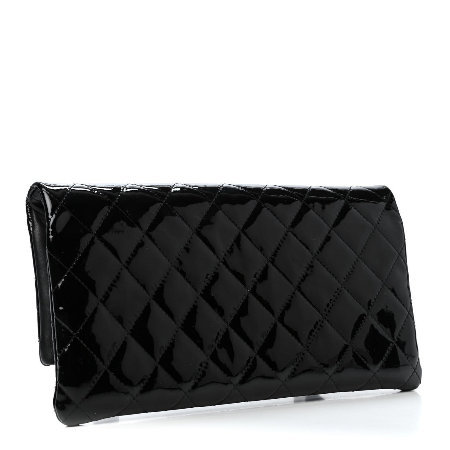Patent Calfskin Quilted Beauty CC Clutch Black