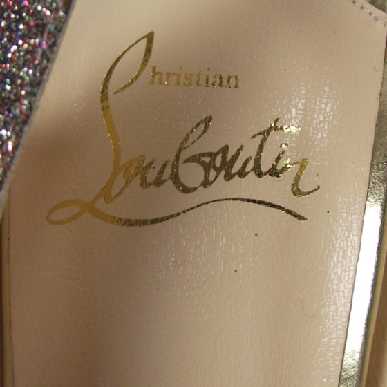 Christian Louboutin Glittered Sexy Sling 100 Stiletto Heels 6 of 7