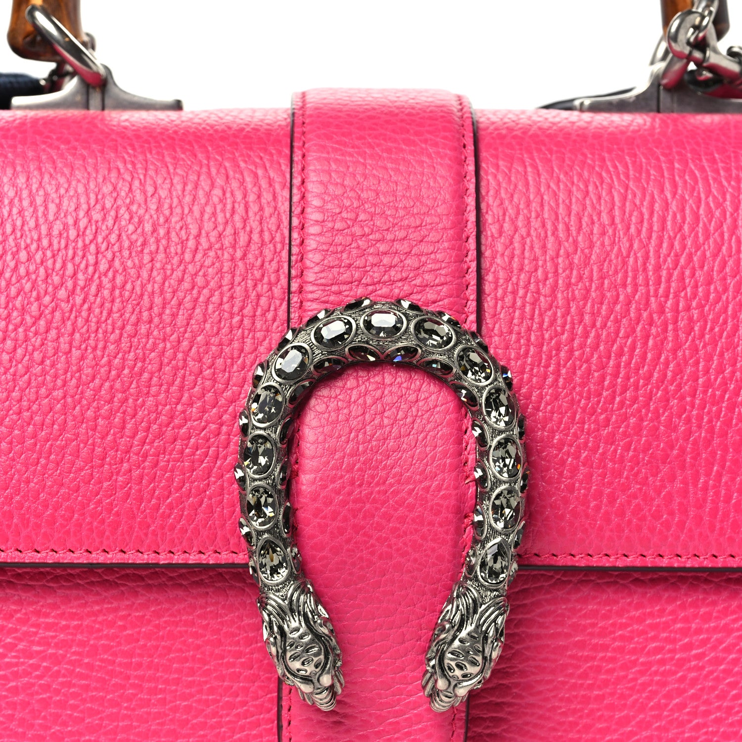 Gucci Dollar Calfskin Crystal Web Medium Dionysus Bamboo Top Handle Bag Box Pink Black Diamond 8 of 10
