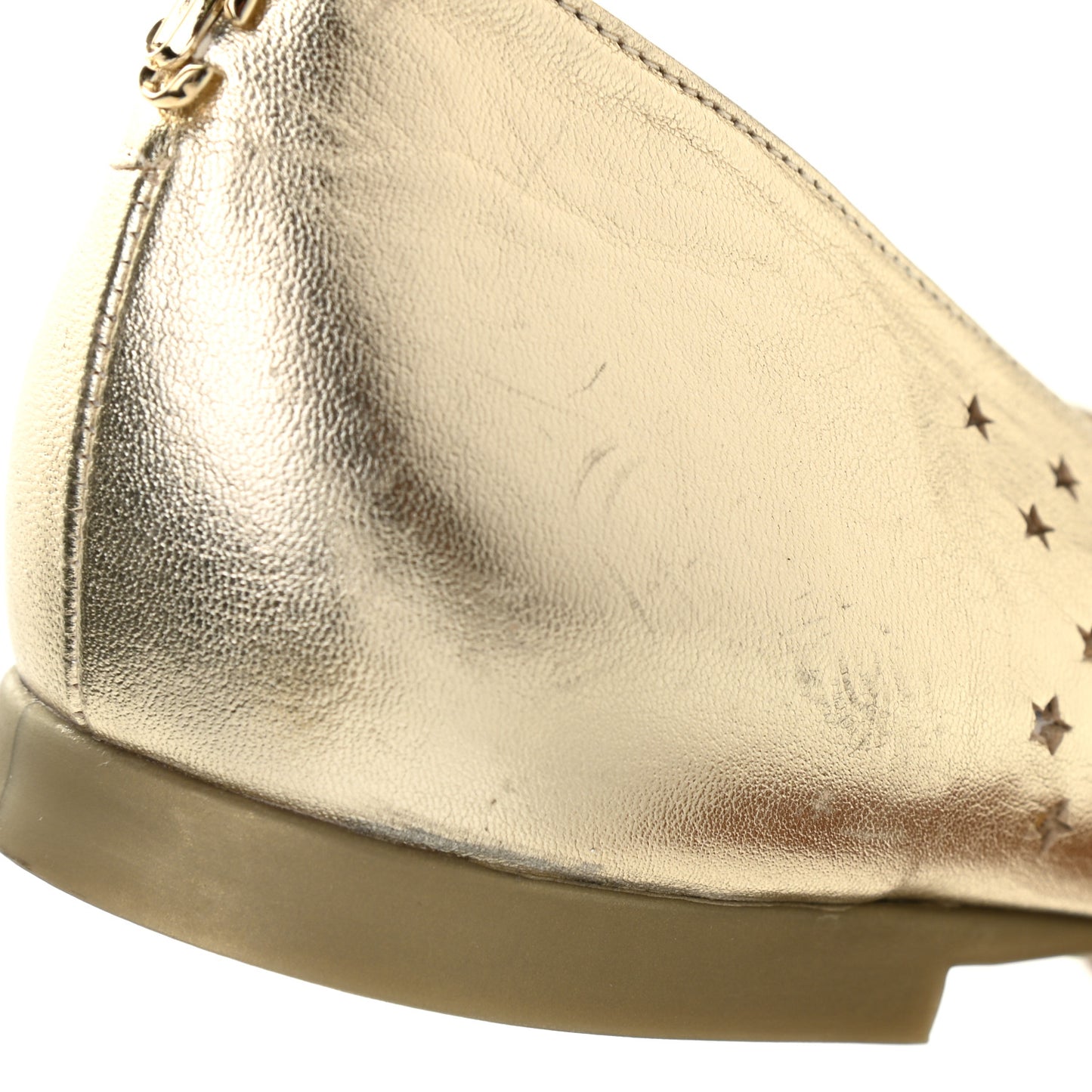 Metallic Nappa Perforated Star Modell Flats 37 Champagne