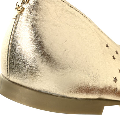 Jimmy Choo Metallic Nappa Perforated Star Modell Flats 37 Champagne 9 of 15