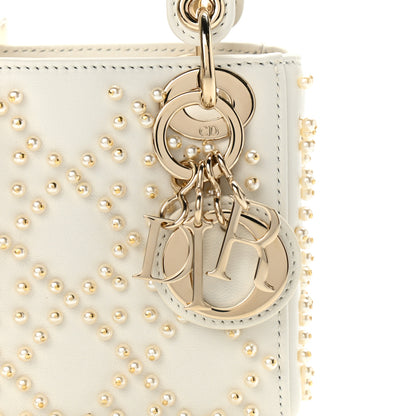 Christian Dior Lambskin Pearl Cannage Micro Lady Dior Latte 7 of 10