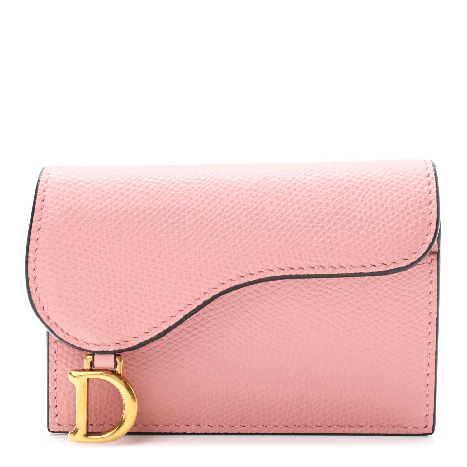 Christian Dior Grained Calfskin Saddle Card Holder Pink 1 of 6