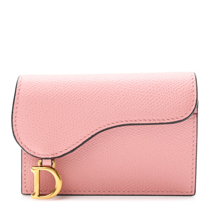 Christian Dior Grained Calfskin Saddle Card Holder Pink 1 of 6