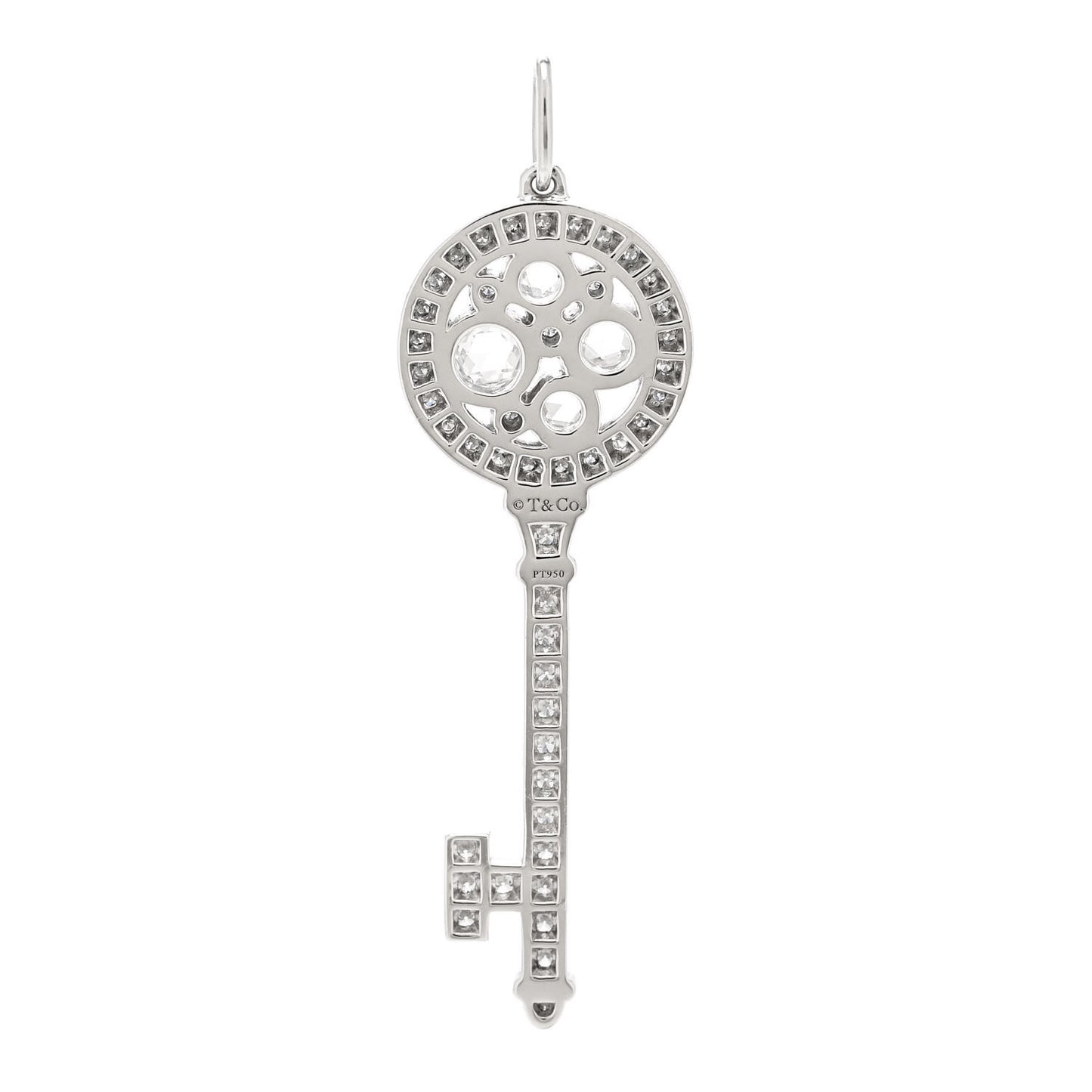 Platinum Diamond Cobblestone Key Pendant