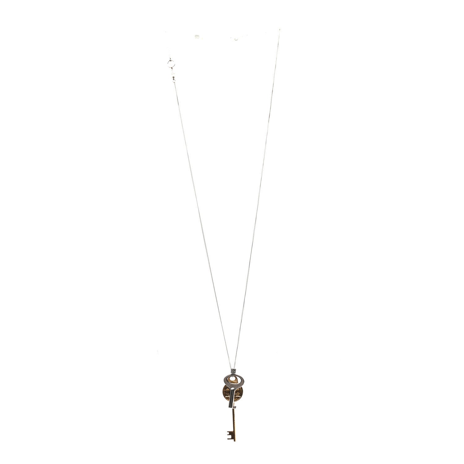 Louis Vuitton LV Double Key Necklace Gold Silver 3 of 5