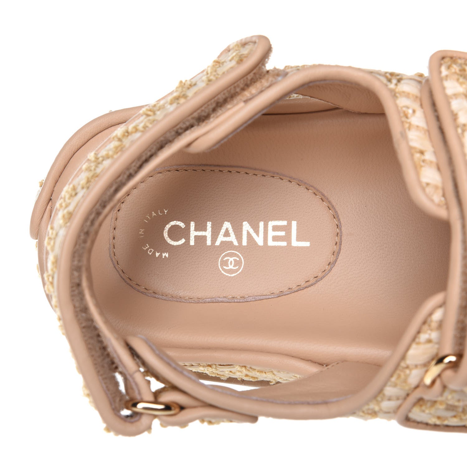 Chanel Braided Fabric Velcro Dad Sandals 35 Beige 9 of 11