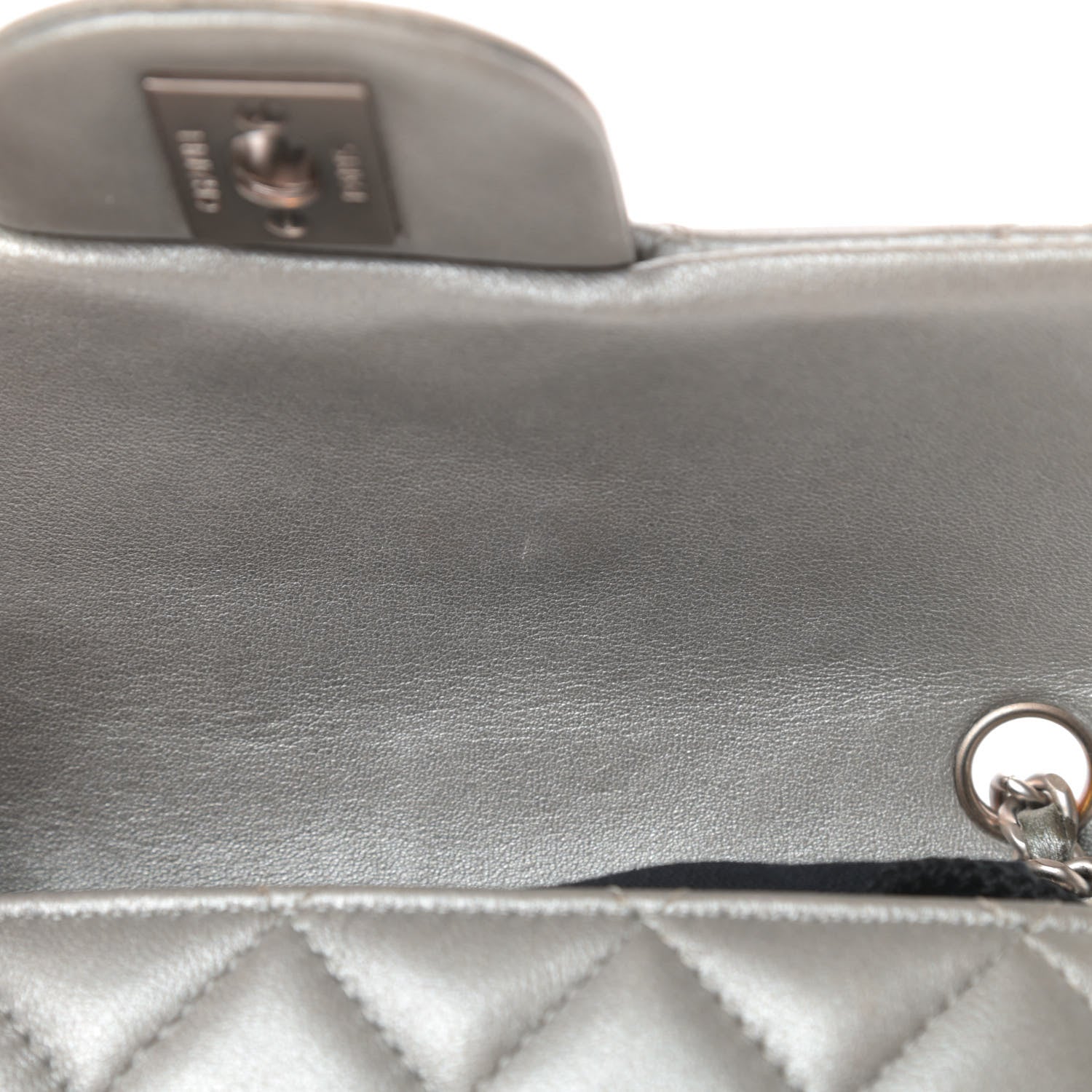 Chanel Metallic Lambskin Quilted Extra Mini Rectangular Flap Silver 12 of 14