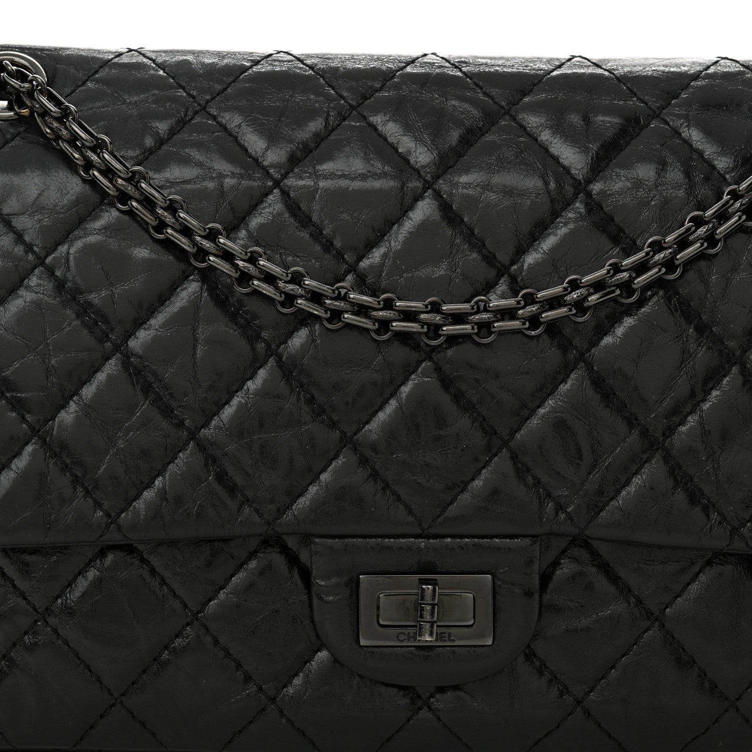Chanel Glazed Aged Calfskin Quilted 2.55 Reissue 226 Flap So Black 8 of 11