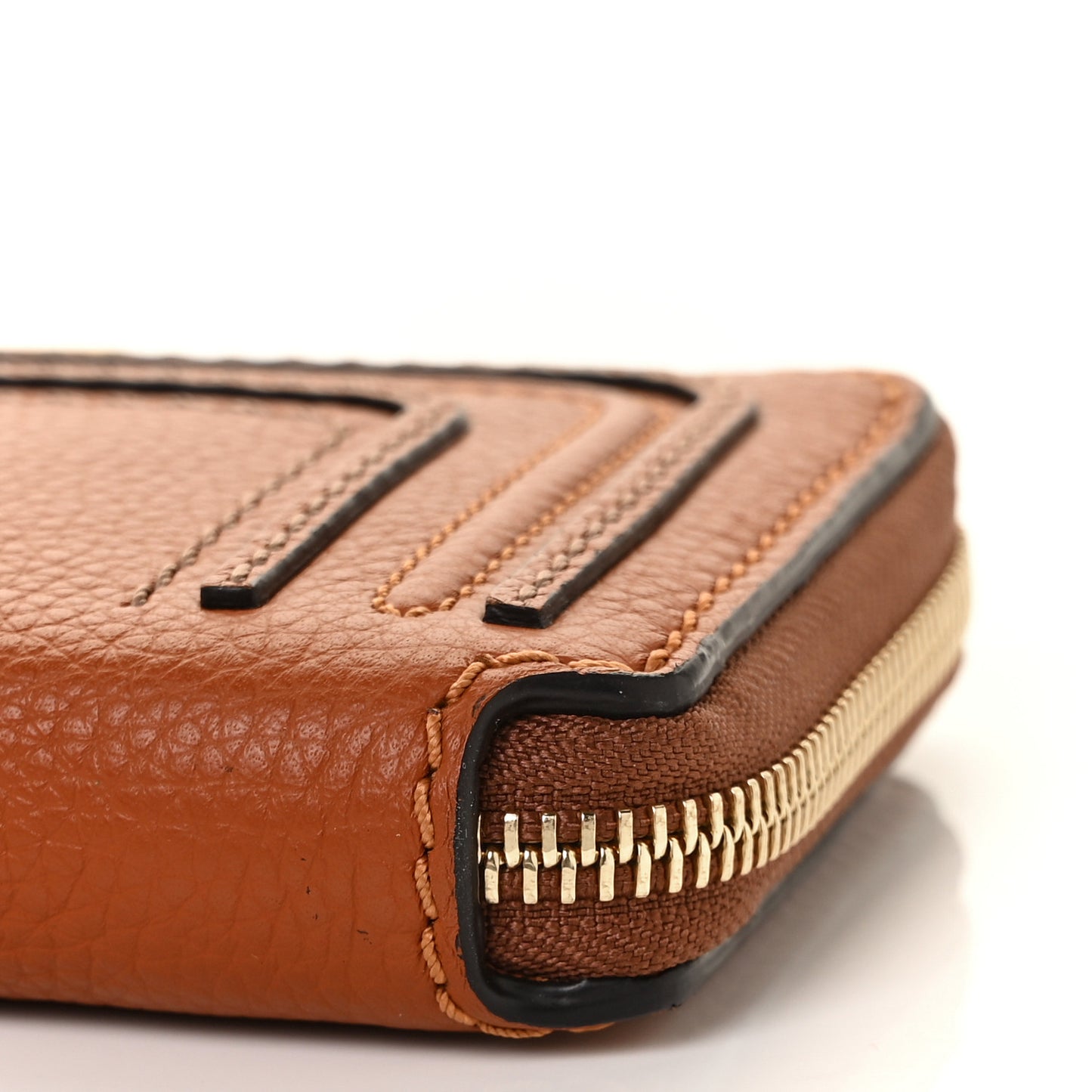 Grained Calfskin Marcie Long Zip Around Wallet Tan