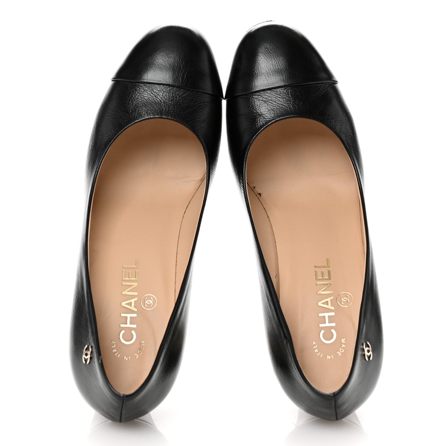 Calfskin Cap Toe CC Pumps 39 Black