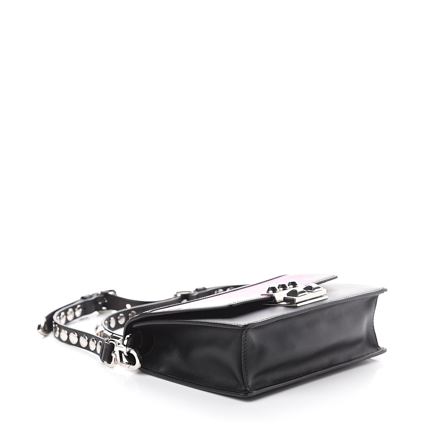 Prada City Calfskin Saffiano Racing Logo Elektra Shoulder Bag Fuxia Black 3 of 8