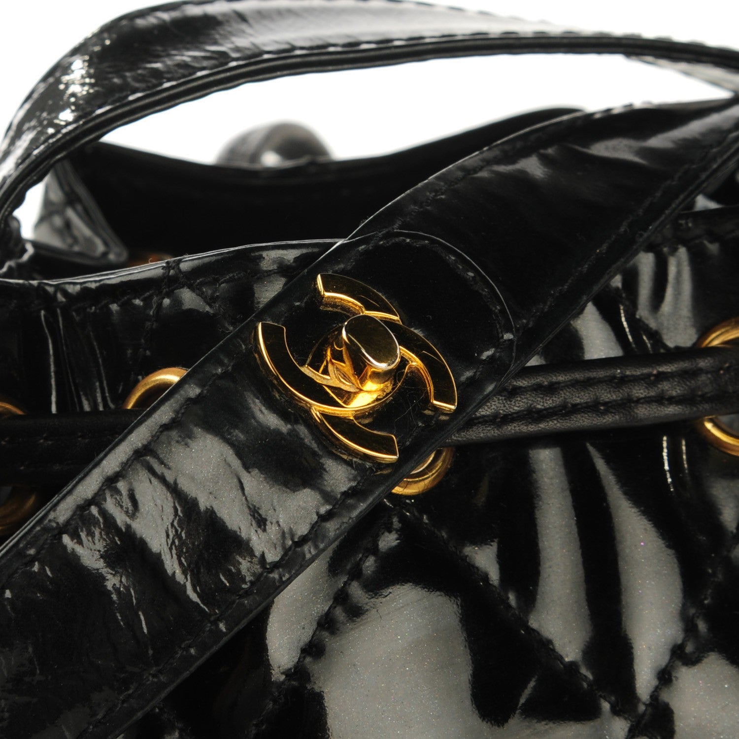 Chanel Patent Mini Drawstring Shoulder Bag Black 6 of 8