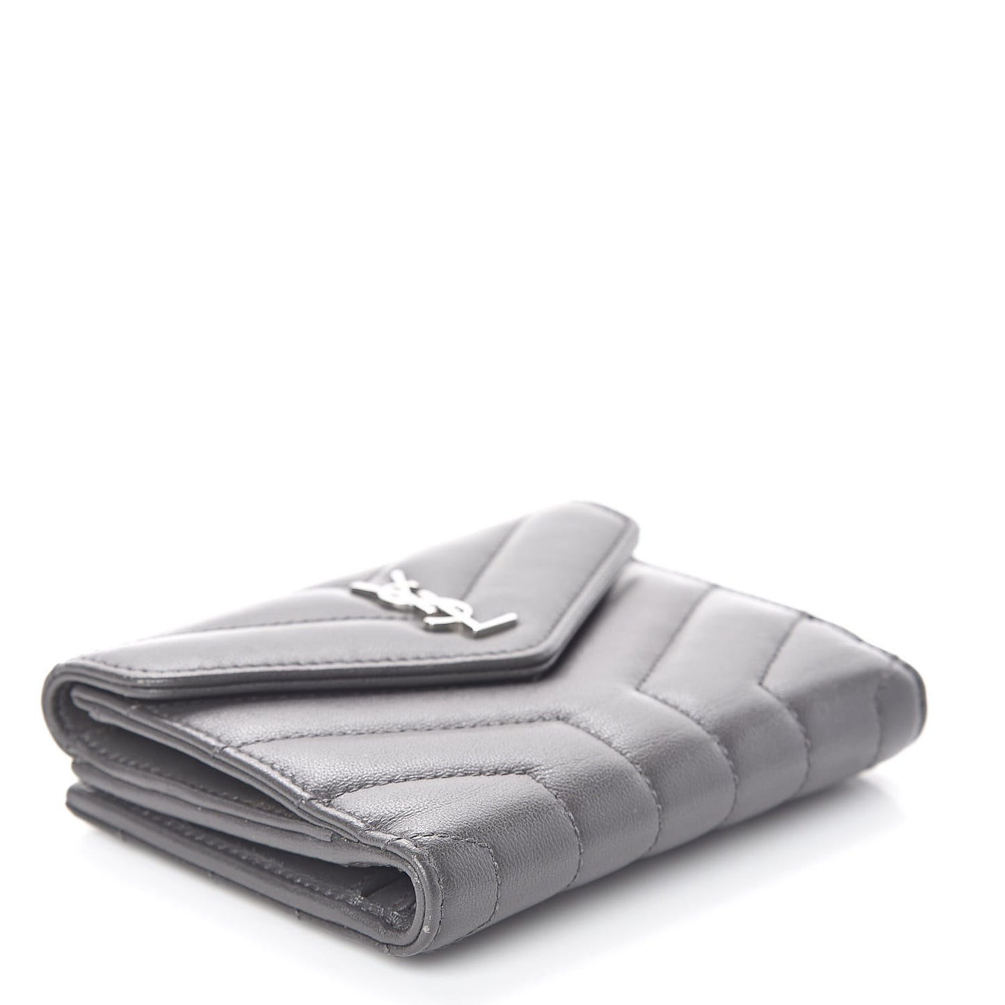 Lambskin Y Quilted Monogram Compact Loulou Wallet Asphalt