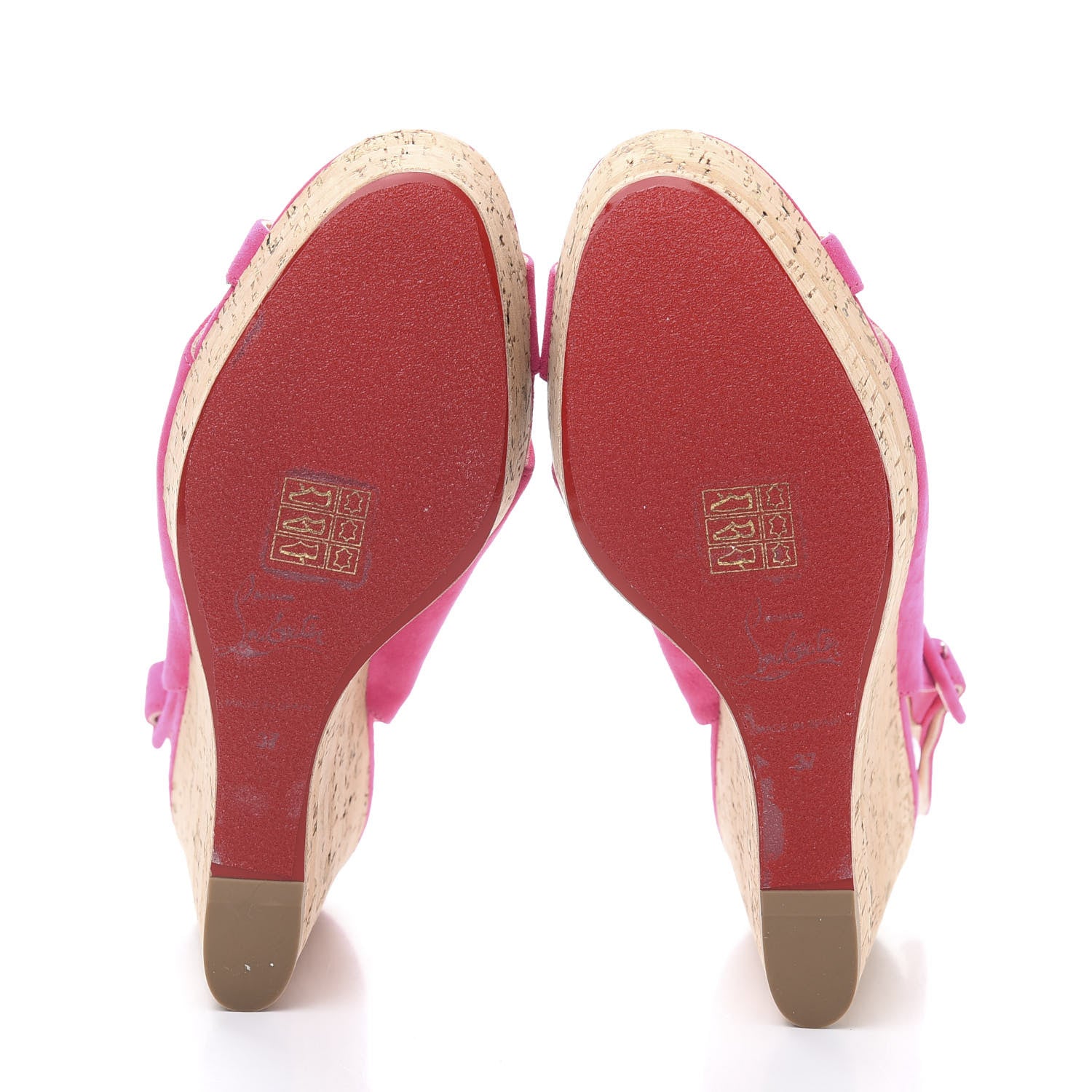 Christian Louboutin Suede Cork Reine De Liege 120 Wedges 37 Pink Natural 5 of 8