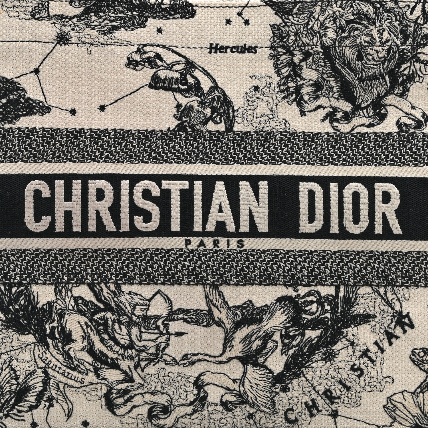 Christian Dior Canvas Zodiac Toile De Jouy Embroidered Medium Book Tote Latte 8 of 10