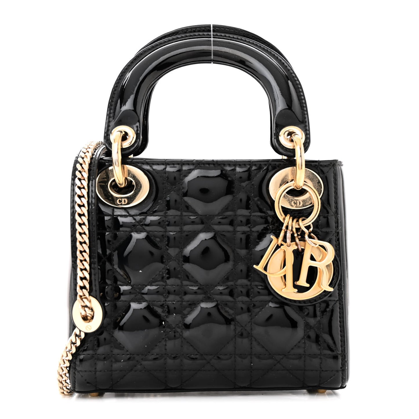 Patent Cannage Mini Lady Dior Black