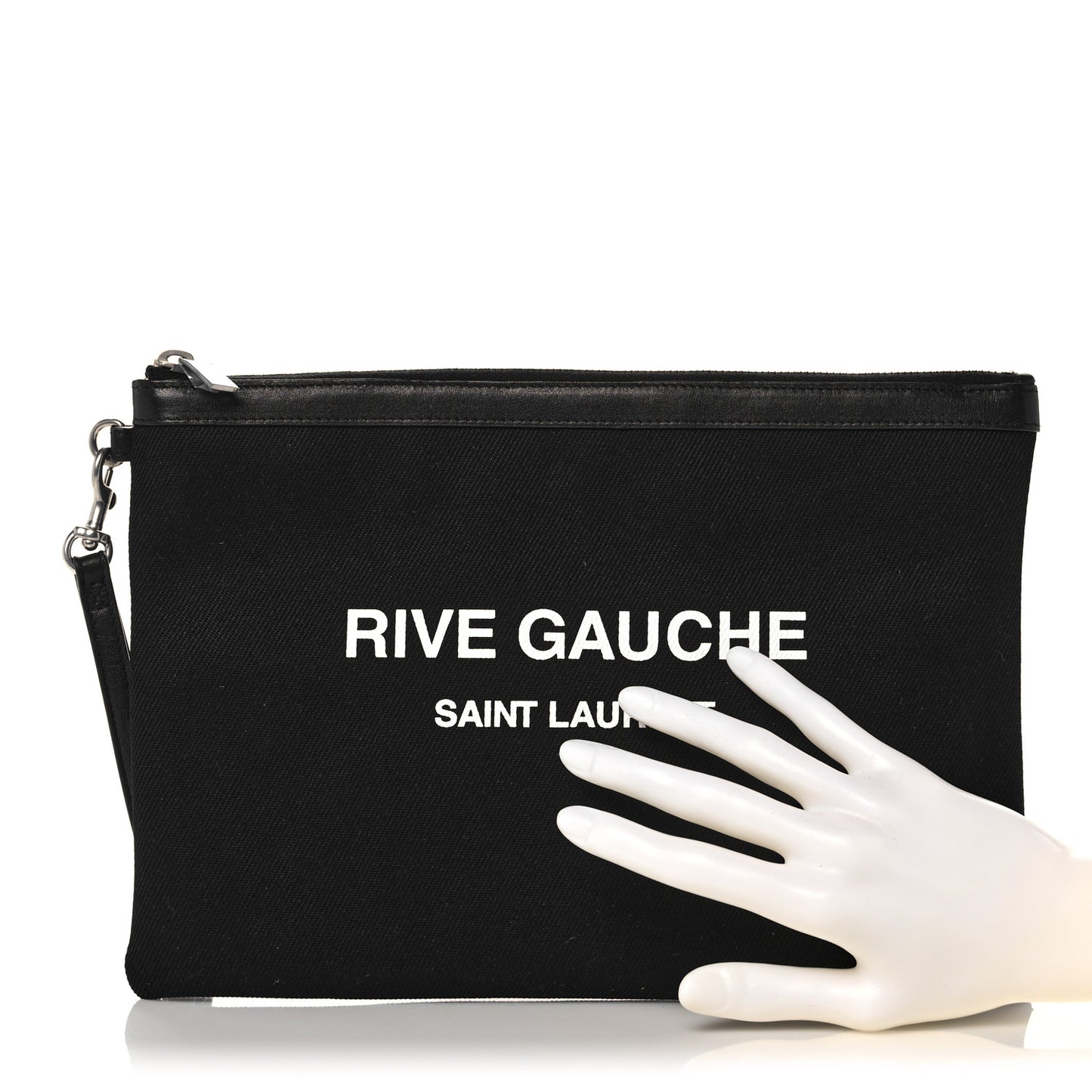 Linen Canvas Rive Gouche Zipped Pouch Black