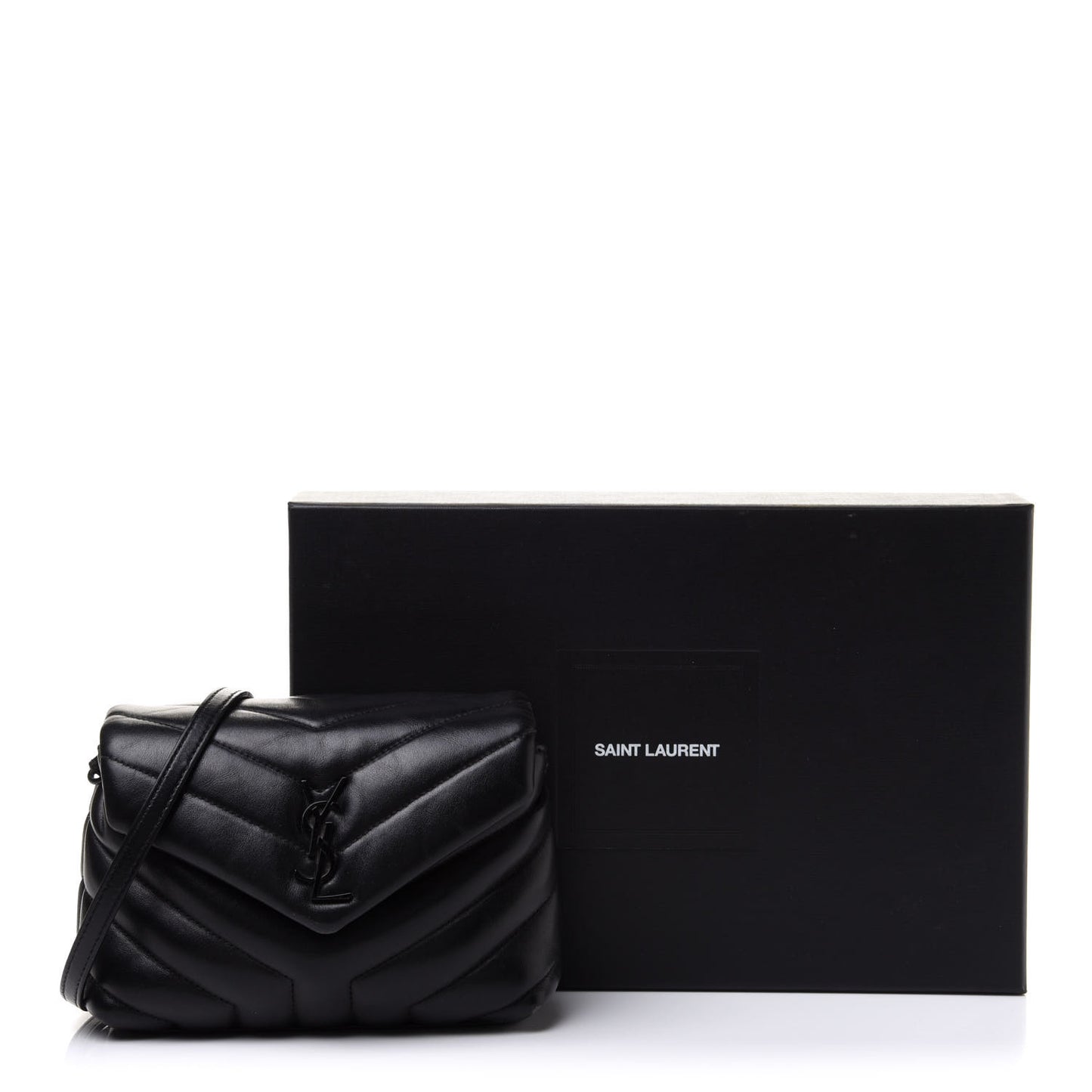 Calfskin Y Quilted Monogram Toy Loulou Crossbody Bag Black