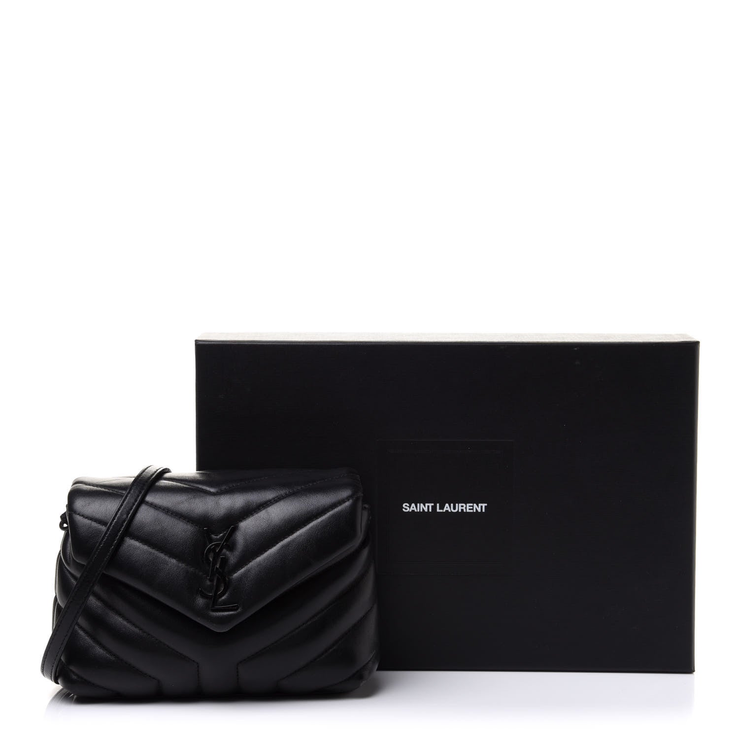 Saint Laurent Calfskin Y Quilted Monogram Toy Loulou Crossbody Bag Black 14 of 14