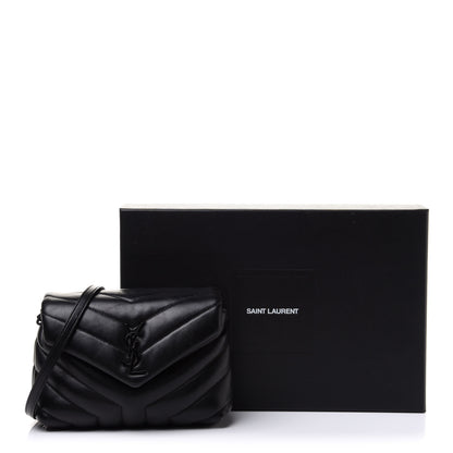 Saint Laurent Calfskin Y Quilted Monogram Toy Loulou Crossbody Bag Black 14 of 14
