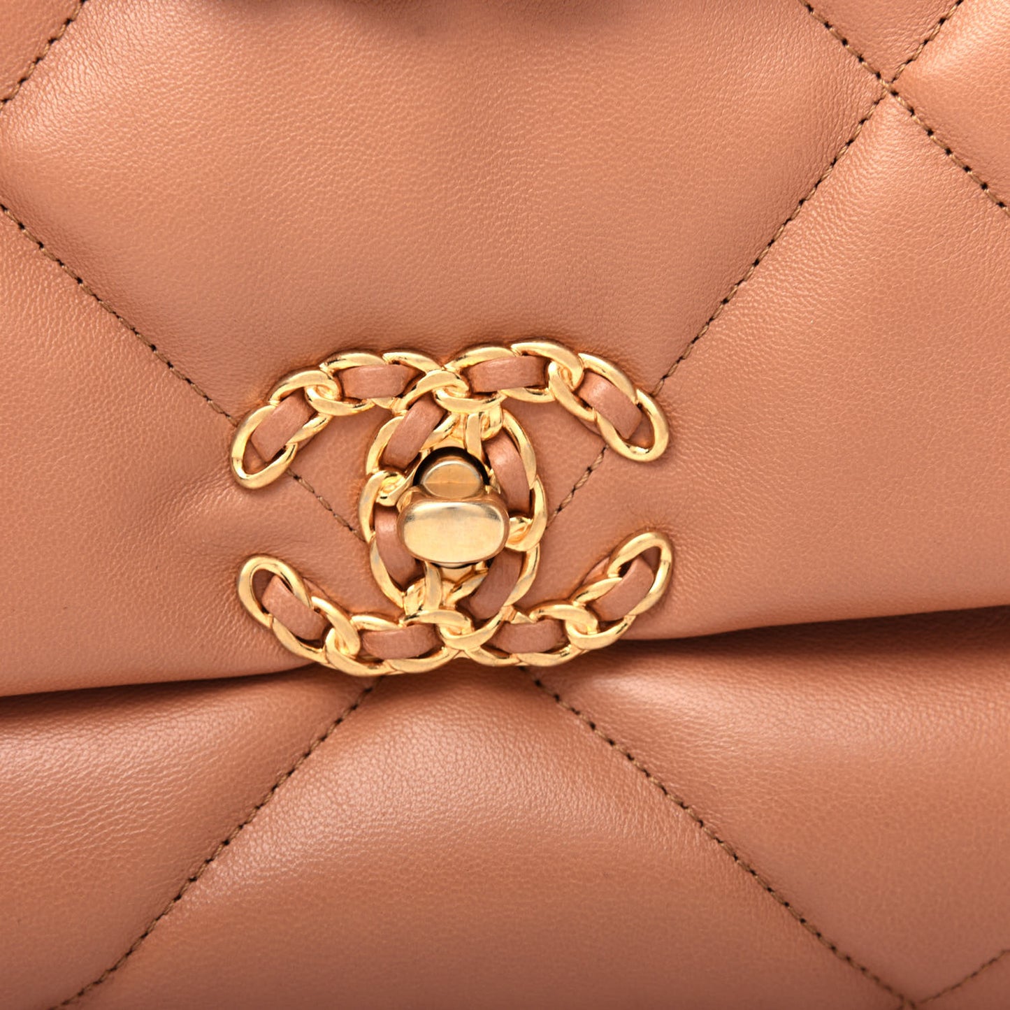 Lambskin Quilted Large Chanel 19 Flap Brown
