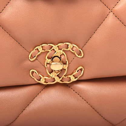 Chanel Lambskin Quilted Large Chanel 19 Flap Brown 10 of 10