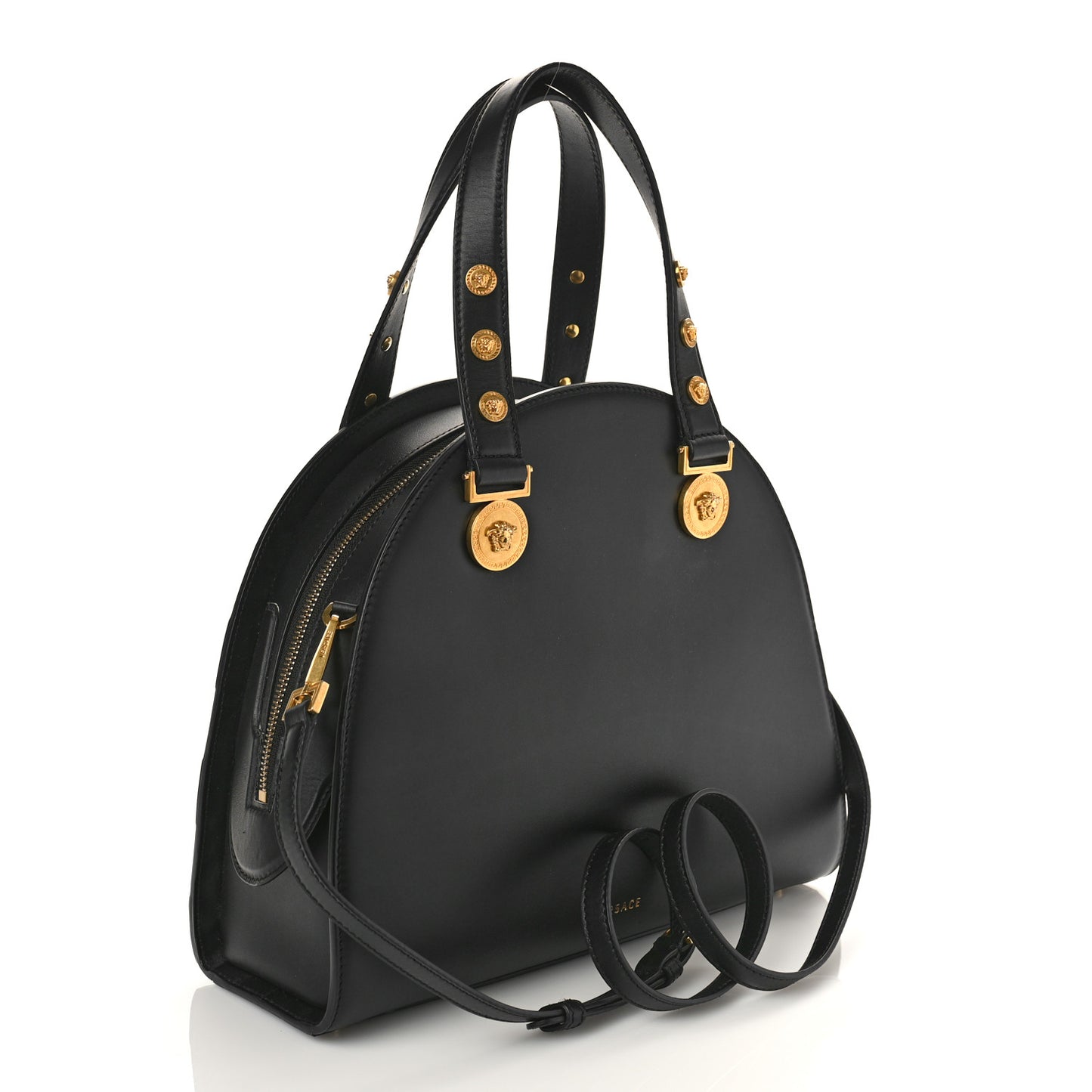 Calfskin Medallion Tribute Bowling Bag Black