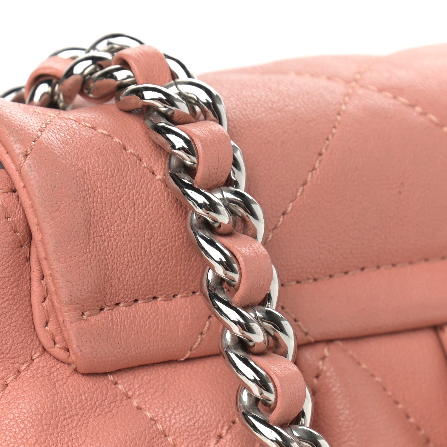 Chanel Washed Lambskin Quilted Medium Chain Around Messenger Salmon 13 of 13