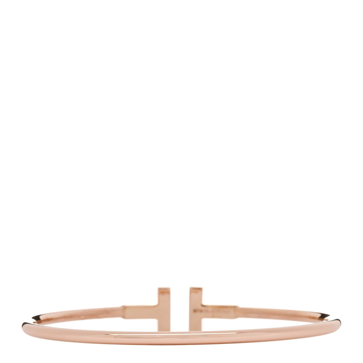 Tiffany 18K Rose Gold Diamond T Wire Bracelet 2 of 4