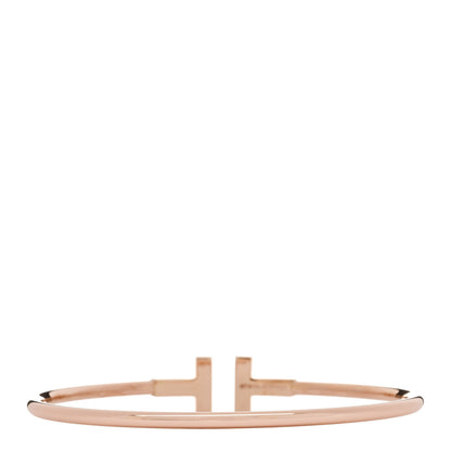 Tiffany 18K Rose Gold Diamond T Wire Bracelet 2 of 4
