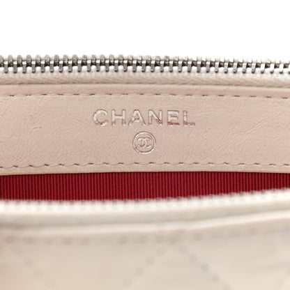 Chanel Aged Calfskin Quilted Small Gabrielle Clutch With Chain White Black 6 of 16