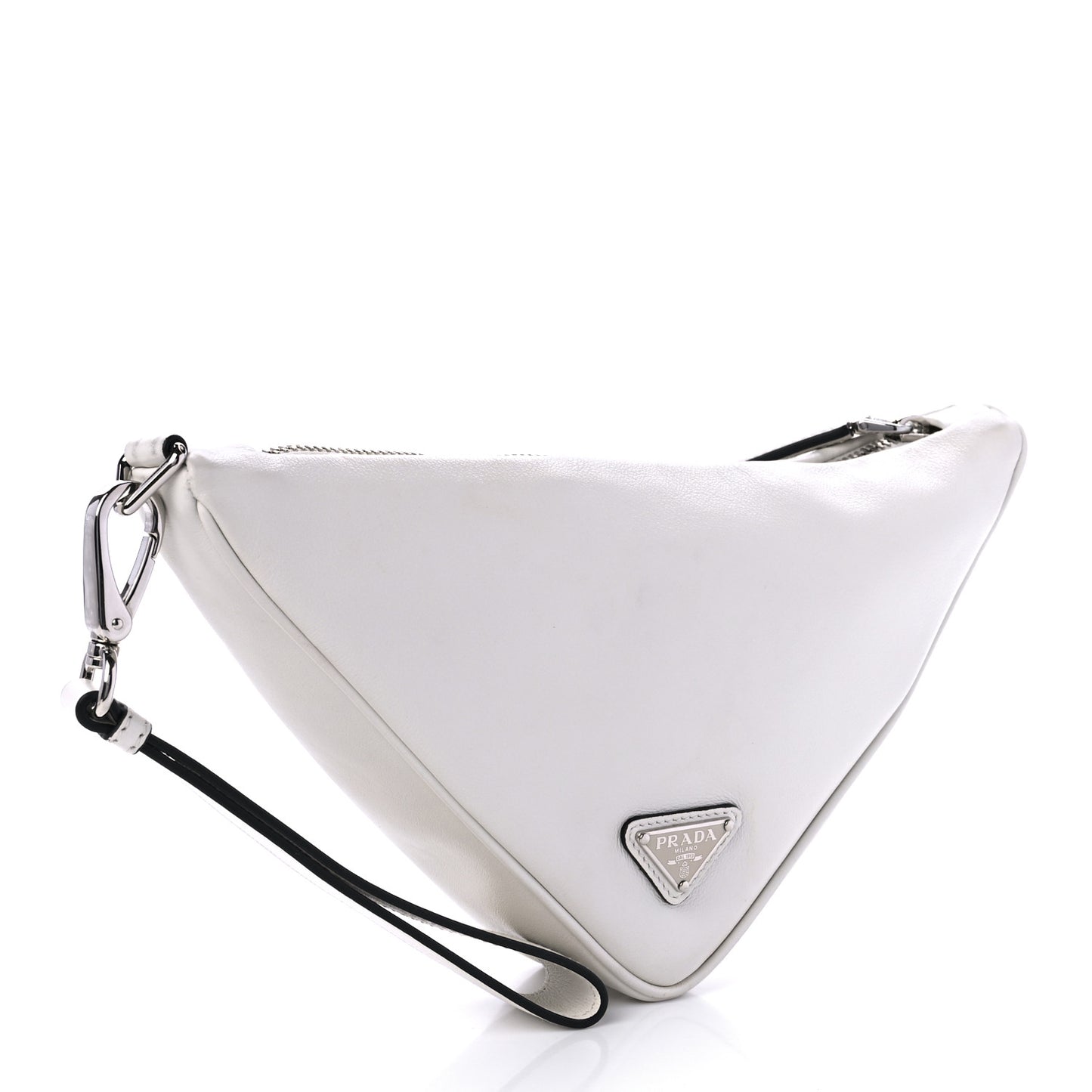 Grace Lux Triangle Logo Embossed Triangle Wristlet Pouch White