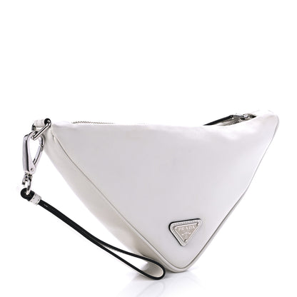 Prada Grace Lux Triangle Logo Embossed Triangle Wristlet Pouch White 2 of 9