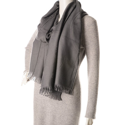 Hermes Cashmere Silk Jacquard New Libris Scarf Gris Souris 2 of 5