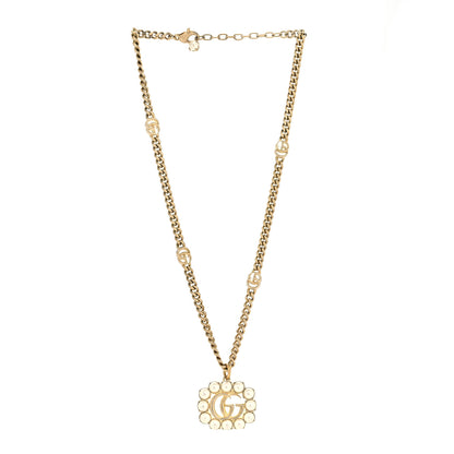 Gucci Pearl Embellished Double G Necklace Aged Gold 3 of 5