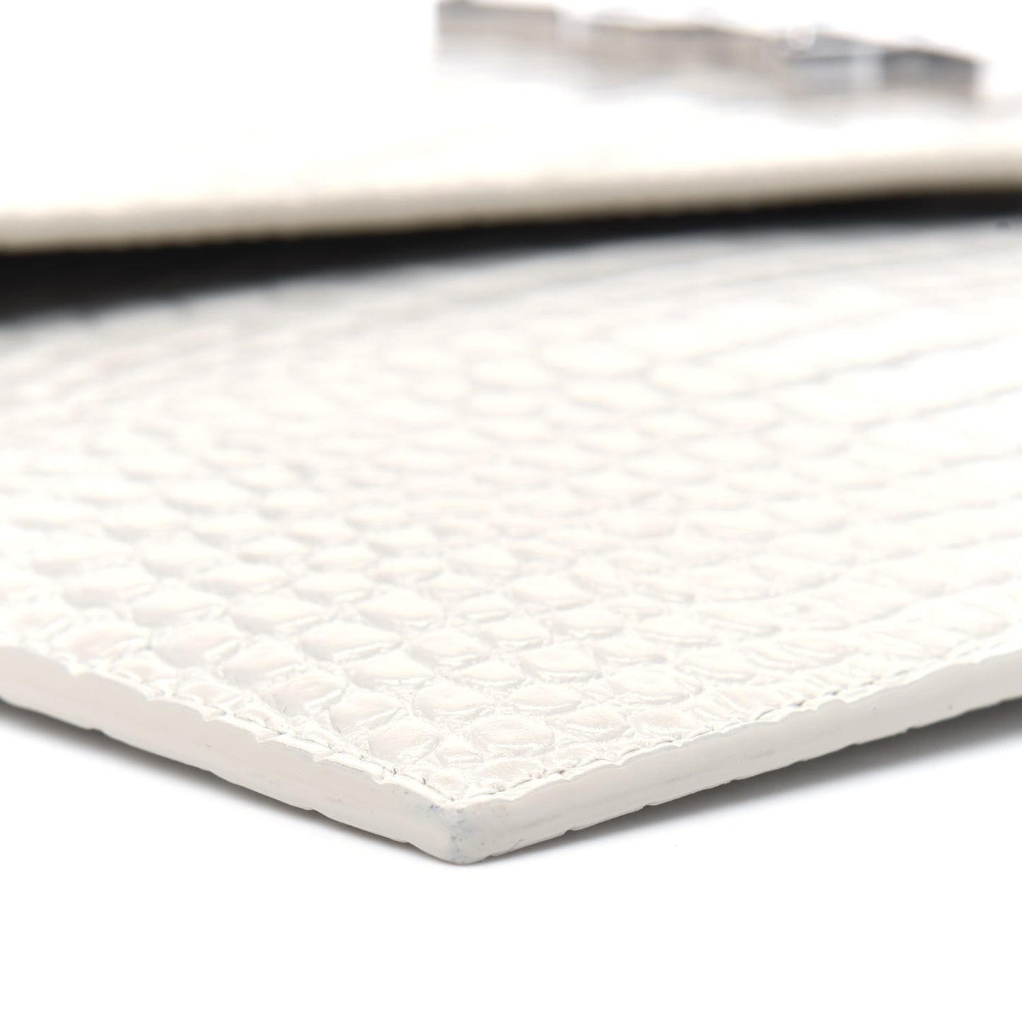 Calfskin Crocodile Embossed Uptown Monogram Pouch Crema Soft