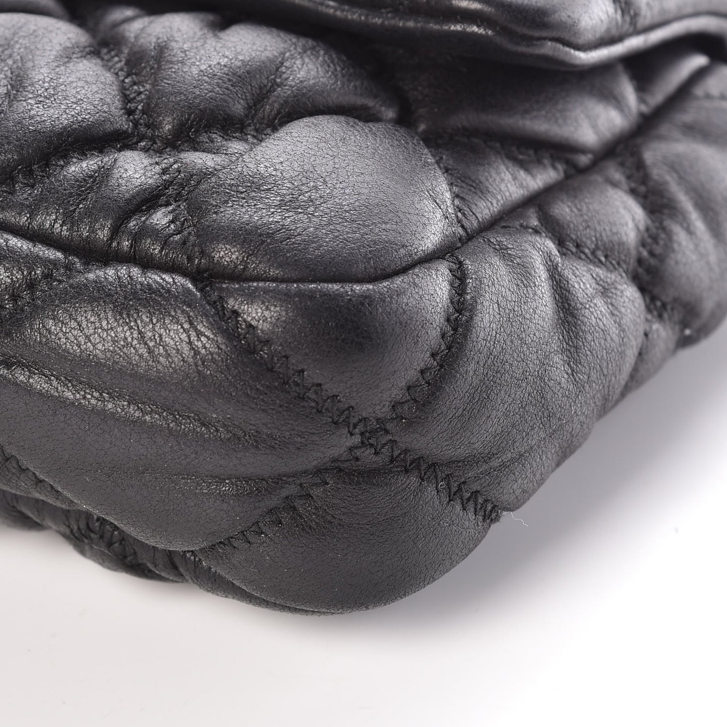 Calfskin Small Bubble Quilt Flap Bag Black