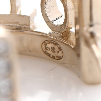 Chanel Metal Crystal Bow-tiful CC Hoop Earrings Gold 4 of 4